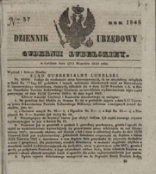 Dziennik Urzędowy Guberni Lubelskiey 1845, Nr 37 + dodatek I + dodatek II