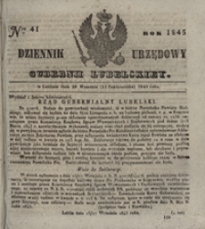 Dziennik Urzędowy Guberni Lubelskiey 1845, Nr 41 + dodatek I + dodatek II + dodatek III