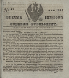 Dziennik Urzędowy Guberni Lubelskiey 1845, Nr 45 + dodatek I + dodatek II + dodatek III