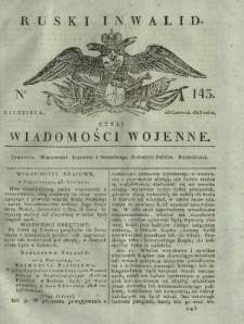 Ruski Inwalid czyli wiadomości wojenne. 1818, nr 143 (23 czerwca)