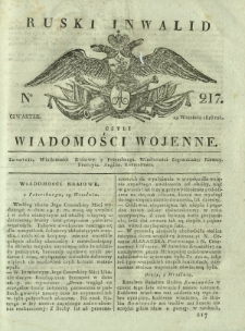 Ruski Inwalid czyli wiadomości wojenne. 1818, nr 217 (19 września)