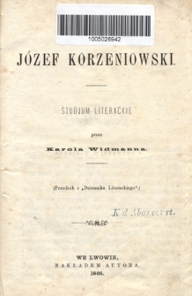 Józef Korzeniowski : studjum literackie