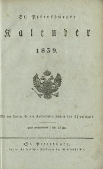 St. Petersburger Kalender 1839
