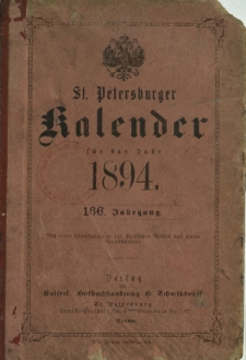 St. Petersburger Kalender auf das Jahr 1894