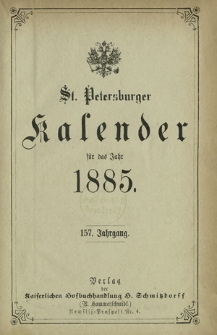 St. Petersburger Kalender für das Jahr 1885