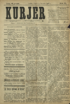 Kurjer / redaktor i wydawca Stanisław Korczak. - R. 3, nr 13 (17 stycznia 1908)