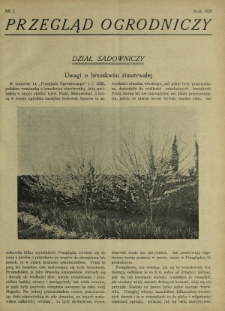 Przegląd Ogrodniczy R. 12, Nr 2 (1929)