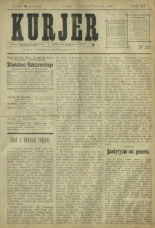 Kurjer / redaktor i wydawca Stanisław Korczak. - R. 3, nr 22 (28 stycznia 1908)