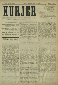 Kurjer / redaktor i wydawca Stanisław Korczak. - R. 3, nr 35 (12 lutego 1908)