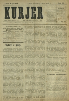 Kurjer / redaktor i wydawca Stanisław Korczak. - R. 3, nr 45 (23 lutego 1908)