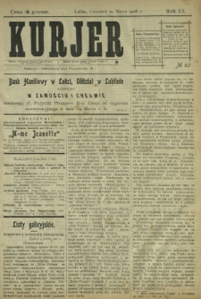 Kurjer / redaktor i wydawca Stanisław Korczak. - R. 3, nr 60 (12 marca 1908)