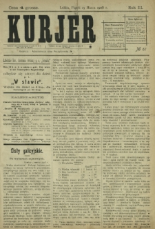 Kurjer / redaktor i wydawca Stanisław Korczak. - R. 3, nr 61 (13 marca 1908)