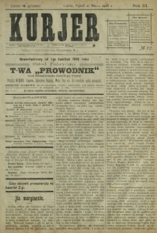 Kurjer / redaktor i wydawca Stanisław Korczak. - R. 3, nr 72 (27 marca 1908)