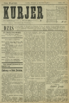 Kurjer / redaktor i wydawca Stanisław Korczak. - R. 3, nr 87 (14 kwietnia 1908)