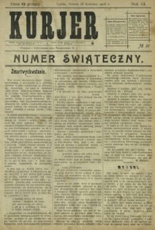Kurjer / redaktor i wydawca Stanisław Korczak. - R. 3, nr 91 (18 kwietnia 1908)