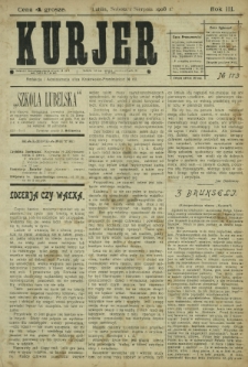 Kurjer / redaktor i wydawca Stanisław Korczak. - R. 3, nr 173 (1 sierpnia 1908)