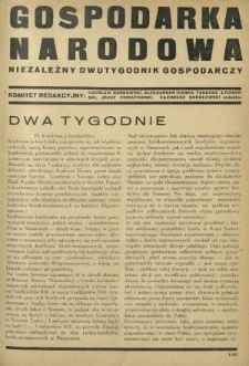 Gospodarka Narodowa : niezależny dwutygodnik gospodarczy. R. 1, nr 10/11 (1 sierpnia 1931)