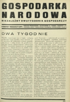 Gospodarka Narodowa : niezależny dwutygodnik gospodarczy. R. 1, nr 14 (1 października 1931)