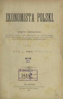 Ekonomista Polski T. 5 (1891). Treść tomu piątego "Ekonomisty Polskiego"