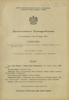 Sprawozdanie Stenograficzne z 69 Posiedzenia Sejmu Rzeczypospolitej w dniu 15 lutego 1938 r. (IV Kadencja 1935-1938)