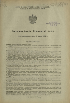 Sprawozdanie Stenograficzne z 77 Posiedzenia Sejmu Rzeczypospolitej w dniu 3 marca 1938 r. (IV Kadencja 1935-1938)