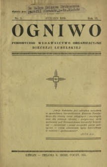 Ogniwo : periodyczne wydawnictwo organizacyjne Akcji Katolickiej Diecezji Lubelskiej R. 6, Nr 1 (styczeń 1938)