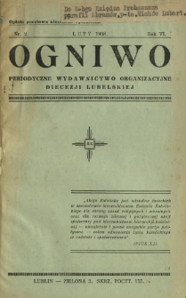 Ogniwo : periodyczne wydawnictwo organizacyjne Akcji Katolickiej Diecezji Lubelskiej R. 6, Nr 2 (luty 1938)