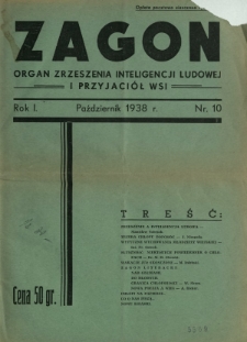 Zagon : organ Zrzeszenia Inteligencji Ludowej i Przyjaciół Wsi R. 1, Nr 10 (październik 1938)