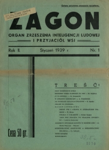 Zagon : organ Zrzeszenia Inteligencji Ludowej i Przyjaciół Wsi R. 2, Nr 1 (styczeń 1939)