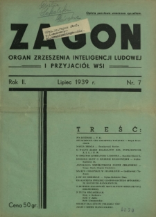 Zagon : organ Zrzeszenia Inteligencji Ludowej i Przyjaciół Wsi R. 2, Nr 7 (lipiec 1939)