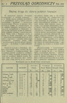 Przegląd Ogrodniczy : organ Małopolskiego Tow. Ogrodniczego we Lwowie R. 9, Nr 5 (1926)