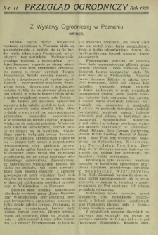 Przegląd Ogrodniczy : organ Małopolskiego Tow. Ogrodniczego we Lwowie R. 9, Nr 11 (1926)