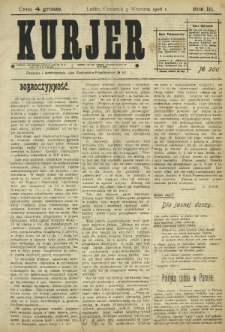 Kurjer / redaktor i wydawca Stanisław Korczak. - R. 3, nr 200 (3 września 1908)