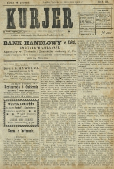 Kurjer / redaktor i wydawca Stanisław Korczak. - R. 3, nr 207 (12 września 1908)