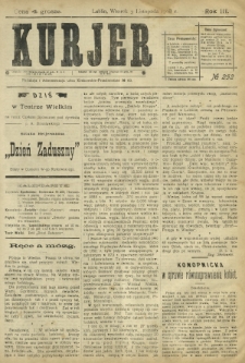 Kurjer / redaktor i wydawca Stanisław Korczak. - R. 3, nr 252 (3 listopada 1908)