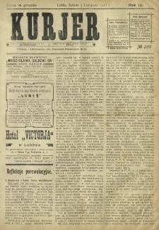 Kurjer / redaktor i wydawca Stanisław Korczak. - R. 3, nr 256 (7 listopada 1908)