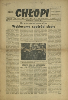 Gazeta Rolnicza Chłopi : pismo naczelne Związku Samopomocy Chłopskiej. R. 4, nr 7=158 (15-22 lutego 1948)