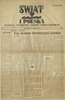 Świat i Polska : tygodnik poświęcony sprawom międzynarodowym R. 1, Nr 1 (17 list. 1946)