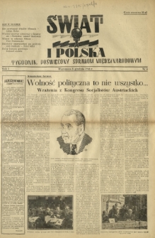 Świat i Polska : tygodnik poświęcony sprawom międzynarodowym R. 1, Nr 4 (1946)