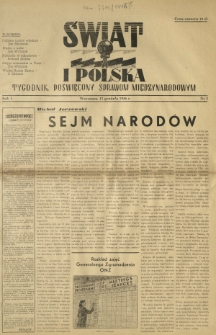 Świat i Polska : tygodnik poświęcony sprawom międzynarodowym R. 1, Nr 5 (1946)