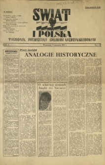 Świat i Polska : tygodnik poświęcony sprawom międzynarodowym R. 2, Nr 1 (5 stycz. 1947)