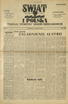 Świat i Polska : tygodnik poświęcony sprawom międzynarodowym R. 2, Nr 3 (1947)
