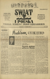 Świat i Polska : tygodnik poświęcony sprawom międzynarodowym R. 2, Nr 17 (1947)