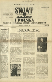 Świat i Polska : tygodnik poświęcony sprawom międzynarodowym R. 2, Nr 25 (1947)