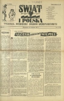 Świat i Polska : tygodnik poświęcony sprawom międzynarodowym R. 2, Nr 37 (1947)