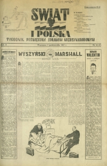 Świat i Polska : tygodnik poświęcony sprawom międzynarodowym R. 2, Nr 40 (1947)