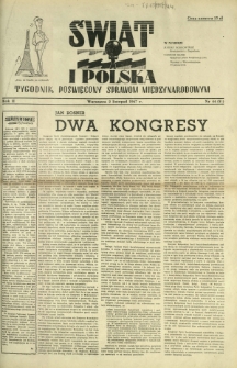 Świat i Polska : tygodnik poświęcony sprawom międzynarodowym R. 2, Nr 44 (1947)