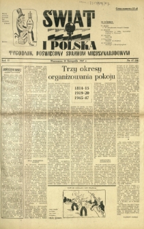 Świat i Polska : tygodnik poświęcony sprawom międzynarodowym R. 2, Nr 47 (1947)