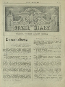 Orzeł Biały : tygodnik, wychodzi na każdą niedzielę.- R. 1, nr 1 (4 stycznia 1925)