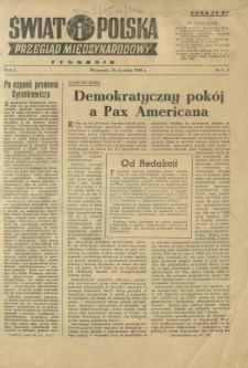 Świat i Polska : przegląd międzynarodowy R. 1, Nr 1/2 (15 stycz. 1949)
